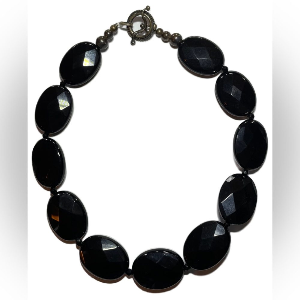 Classy black glass necklace!